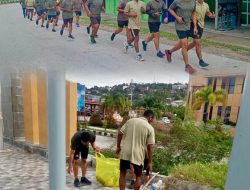 Manfaatkan Fasilitas Sport Center Fakfak, Prajurit Korem 182/JO Olahraga & Bersihkan Sampah di Sport Center Norten Mareh