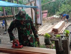 Rehab RTLH Kodim 1404/Pinrang Masuki Tahap Pembuatan Rangka Dinding Rumah