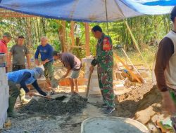 Babinsa Ramil 1422/Maros Pantau Progres Pembangunan RTLH di Desa Manggeloreng