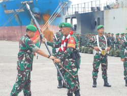 Danrem 032/Wbr, Sambut kedatangan Satgas Pamtas Kewilayahan RI – PNG Yonif 133/YS