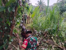 Semangat Gotong Royong, Koramil 02 Enrekang Gelar Karya Bhakti Bersihkan Selokan Bersama Rakyat