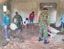 Kapten Inf Sudarmaji kerahkan Prajuritnya bantu Percepatan Pembangunan Masjid Umusulton