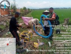 Babinsa Ramil 1422-01/Lau Kelurahan Maccini Baji Kecamatan Lau Melakukan Pengecekan Bantuan Pompa Air ABT
