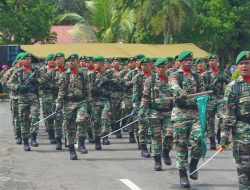 Prajurit Yudha Sakti Ikuti Upacara Perayaan HUT TNI KE-79