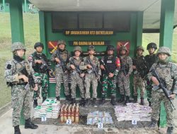 Kolaborasi Satgas Yonzipur 8/SMG dan Tentara Darat Malaysia Berhasil Menggagalkan Penyelundupan Barang Ilegal