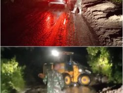Respon Cepat Danramil Tangse Atasi Longsor di Jalan Keumala-Tangse