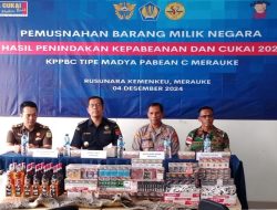 Danramil 1707-02/Merauke Ikuti Pemusnahan Barang Ilegal Yang Menjadi Milik Negara
