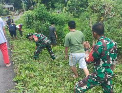 Anggota Koramil 1419-01 Maiwa Melaksanakan Karya Bakti Pembersihan Selokan