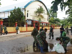 Korem 181/PVT Melaksanakan Karya Bhakti Dalam Rangka Hari Juang TNI AD ke-79 dan HUT Kodam XVIII/Kasuari ke-8
