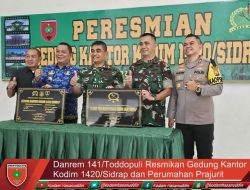 Danrem 141/Toddopuli Resmikan Gedung Kantor Kodim 1420/Sidrap dan Perumahan Prajurit