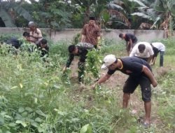 Peduli Lingkungan, Babinsa Ajangale Bersama Warga Gotong Royong Bersihkan Rumput Liar Sekitar Kantor Desa Welado