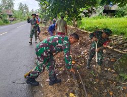 Semangat Gotong Royong, Koramil 02 Enrekang Gelar Karya Bhakti Bersihkan Selokan