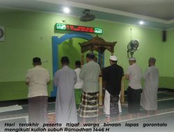 Hari terakhir peserta itiqaf warga binaan lapas gorontalo mengikuti kuliah subuh Ramadhan 1446 H
