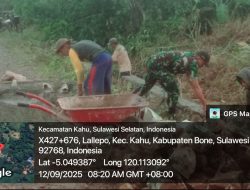 BABINSA KORAMIL 19/KAHU LAKSANAKAN KARYA BAKTI BERSAMA WARGA DI DESA LALEPO