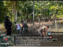 BABINSA KORAMIL 1407-06/AWANGPONE BERSAMA WARGA GELAR GOTONG ROYONG BERSIHKAN SALURAN AIR DI AWANGPONE