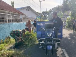 Aksi Bersih Bahu Jalan, Babinsa Tanete Riattang Kodim 1407/Bone Dan Warga Biru Kompak Jaga Kebersihan