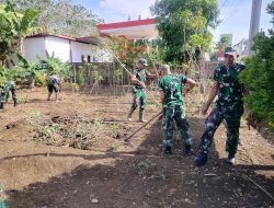 Wujudkan Pangkalan Asri, Babinsa Koramil 03/Cenrana Kodim 1407/Bone Kompak Benahi Makoramil