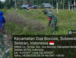 Bahu-Membahu, Babinsa Koramil 1407-02/Dua Boccoe Dan Warga Tempe Kompak Bersihkan Pinggiran Jalan Desa