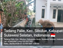 Semangat Gotong Royong, Babinsa Koramil 1407-13/Sibulue Dan Warga Desa Tadang Palie Bangun Saluran Irigasi