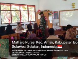 Tumbuhkan Jiwa Nasionalisme Pelajar, Babinsa Ulaweng Kodim 1407/Bone Hadir Berikan Wawasan Kebangsaan Sejak Dini