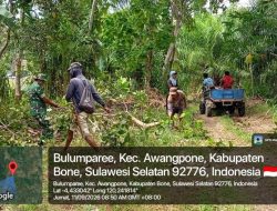 Babinsa Koramil Awangpone Kodim 1407/Bone Bersama Masyarakat Laksanakan Kerja Bakti