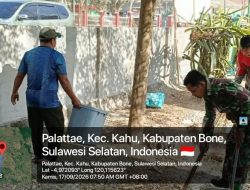 Semangat Gotong Royong Jaga Kebersihan, Personel Koramil 1407-19/Kahu Bersihkan Halaman Makoramil Di Kelurahan Palattae