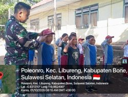 Babinsa Ramil Libureng Kodim 1407/Bone Bekali Siswa SDN 300 Poleonro Dengan PBB, Latih Disiplin Dan Kekompakan Sejak Dini