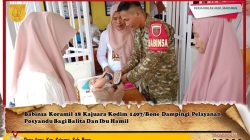 Babinsa Koramil 18 Kajuara Kodim 1407/Bone Dampingi Pelayanan Posyandu Bagi Balita Dan Ibu Hamil