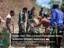 Koramil 08/Lamuru Kodim 1407/Bone Dan Warga Kompak Cor Jalan, Perkuat Akses Penghubung Di Desa Sadar
