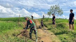 Dukung Kelancaran Aktivitas Pertanian, Babinsa Koramil 1407-09/Lapri Kodim Bone Bantu Perbaikan Jalan Tani