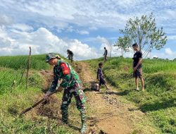 Dukung Kelancaran Aktivitas Pertanian, Babinsa Koramil 1407-09/Lapri Kodim Bone Bantu Perbaikan Jalan Tani